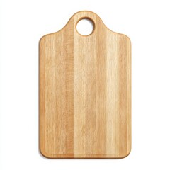 Wooden cutting board with handle isolated on white background