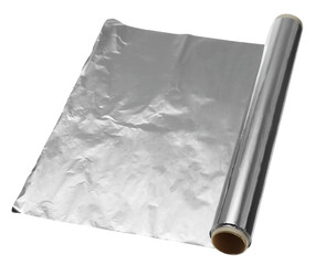 Roll of aluminum foil isolated on white