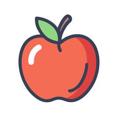 A Fresh Red Apple with a Green Leaf and Stem