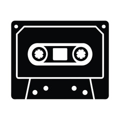 audio cassette stencil icon vector illustration
