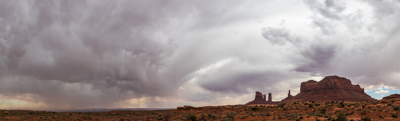 Monument Valley panorama with summer storm clouds
