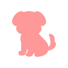 Pink puppy silhouette vector illustration. Hand drawn cute dog shape in pastel color, isolated for kids and pet themed designs. Pink puppy silhouette vector illustration