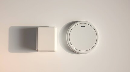 Fototapeta premium Two contemporary white control panels displayed on a surface.