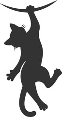 Cat with tree branch vector silhouette