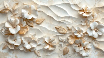 Beige floral 3D wall decor