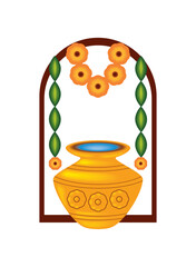 Indian Housewarming Kalash Garland Water Pot Puja Decoration Sacred Tradition