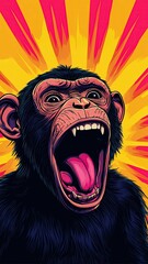 Obraz premium Monkey Relatable Screaming Vibrant illustration of a roaring monkey.