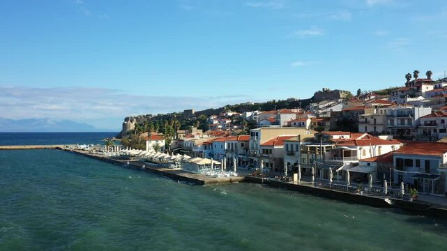 The picturesque fishing village of Koroni in Europe, Greece, Peloponnese, Mani, in summer on a sunny day.&nbsp;