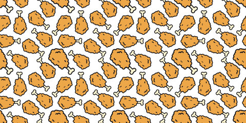fried chicken seamless pattern background. doodle fried chicken pattern background. fast food background. Chicken leg pattern. Chicken pattern. burger.