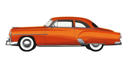 Fototapeta premium Classic orange car on white isolated background, showcasing vintage design and timeless style.