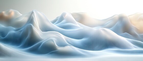 Obraz premium Abstract landscape with soft blue and white peaks resembling mountains or clouds.