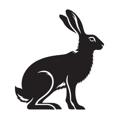 Sleek hare silhouette vector with flowing lines ideal for digital art and branding – hare silhouette – hare vector – hare illustration – silhouette of hare – hare icon

