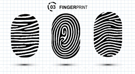 Biometric data design. Security system based on thumb lines. Fingerprint identification collection. Scan fingerprint, security or identification system concepts. 