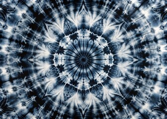 Aerial Black & White Tie-Dye Geometric Pattern - Abstract Texture Background