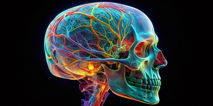 Aerial Brain Scan Fusion: MRI, MRA & Skull X-Ray for Stenosis & Stroke Evaluation