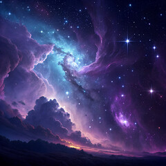 Majestic Cosmic Galaxy Sky with Nebula and Stars