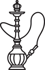 hookah line art, black outline, vector and illustration, coloring book page line art drawing