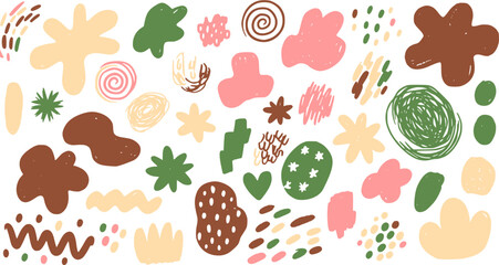 Abstract Pastel Shapes Doodle Art Hand Drawn Elements Background