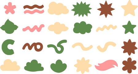 Colorful Doodle Shapes Stars Clouds and Swirls Clipart