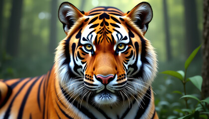 A majestic tiger prowling through lush greenery celebrates International Tiger Day, symbolizing wildlife conservation, the beauty of nature, and the urgent need to protect endangered species