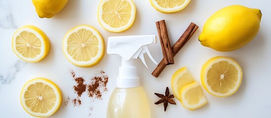 Fresh lemon and cinnamon, spray bottle