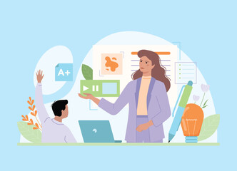 Instructor guides students through engaging online course