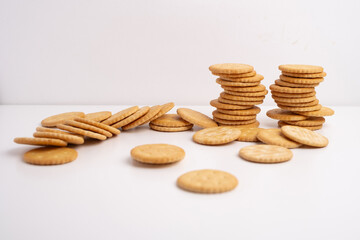 Sandwich cookies, biscuit, on a light background. Modern concept of cookies. Tasty snack