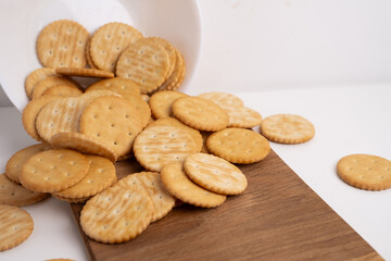 Sandwich cookies, biscuit, on a light background. Modern concept of cookies. Tasty snack