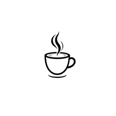 Illustration of hot coffee cup with steam for coffee shop logo design and branding vector graphic art