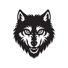 Abstract Black Wolf Head Silhouette for Wild Animal Branding