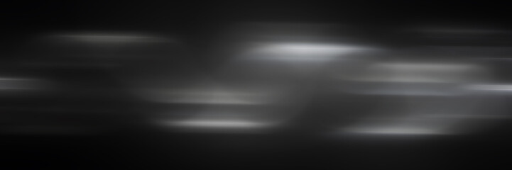 White Smoky Swirl Abstract Background on Black Texture Design. Elegant flowing luminous shape creates ethereal mist or energy wave pattern. Minimalist monochrome concept.