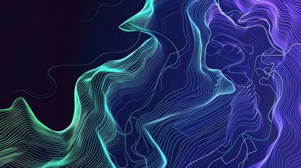 Obraz premium abstract line electrical art, illustration, minimal, blue green purple