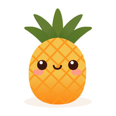 Cute Pineapple Fruit Illustration in Cartoon Style