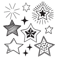 Vector set of hand drawn stars, design elements, badges, stickers, geometric figures - abstract background 
elements for branding, packaging, prints and social media