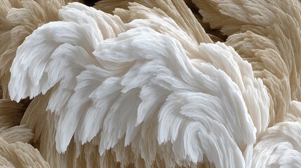 Obraz premium Abstract swirling pattern of white and tan feathery shapes