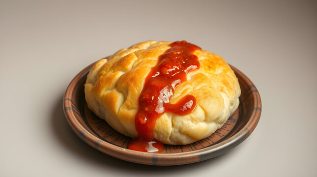 Tingmo Bread with Chili Sauce in Clay Plate