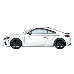 Obraz premium Stylish white sports car with black wheels on a transparent background.