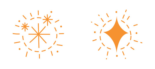 Set Hand drawn sparkling stars 