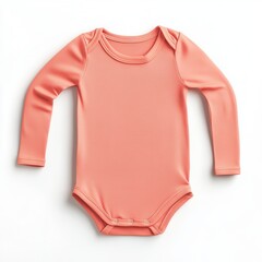 Soft coral long-sleeve baby onesie perfect for comfort and play, ideal for keeping little ones cozy and stylish on white background.