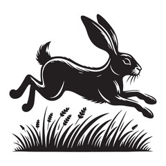 Sleek and smooth running hare silhouette vector perfect for clean designs – hare silhouette – hare vector – hare illustration – silhouette of hare – hare icon

