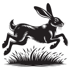 Defined running hare silhouette vector for scalable and adaptable branding – hare silhouette – hare vector – hare illustration – silhouette of hare – hare icon

