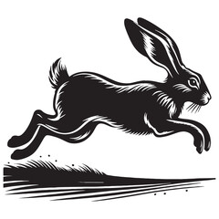 Detailed running hare silhouette vector with defined features for high-quality designs – hare silhouette – hare vector – hare illustration – silhouette of hare – hare icon

