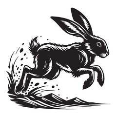 Simple and sleek running hare silhouette vector for digital art and logos – hare silhouette – hare vector – hare illustration – silhouette of hare – hare icon

