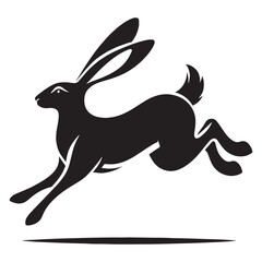 Elegant running hare silhouette vector ideal for clean and minimalistic logos – hare silhouette – hare vector – hare illustration – silhouette of hare – hare icon

