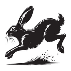 Precise running hare silhouette vector for use in branding and digital logos – hare silhouette – hare vector – hare illustration – silhouette of hare – hare icon

