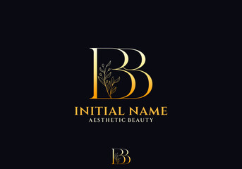 Letter BB Beauty Logo With Flourish Ornament Luxury	