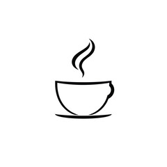Vector coffee cup illustration with steam hot drink graphic design for cafe menu and logo template