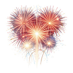 Exploding Vibrant fireworks in red, white, and blue. Perfect for celebrations, holidays, and romantic occasions.