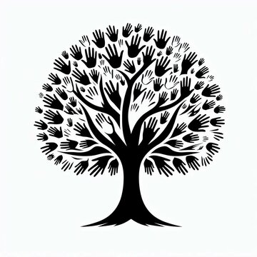 Hands Tree Growing Together in Unity