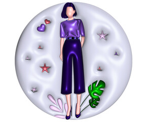 3d,vector, illustration, cartoon, design, woman, icon, symbol, art, Easter, pink, beauty, decoration, holiday, egg